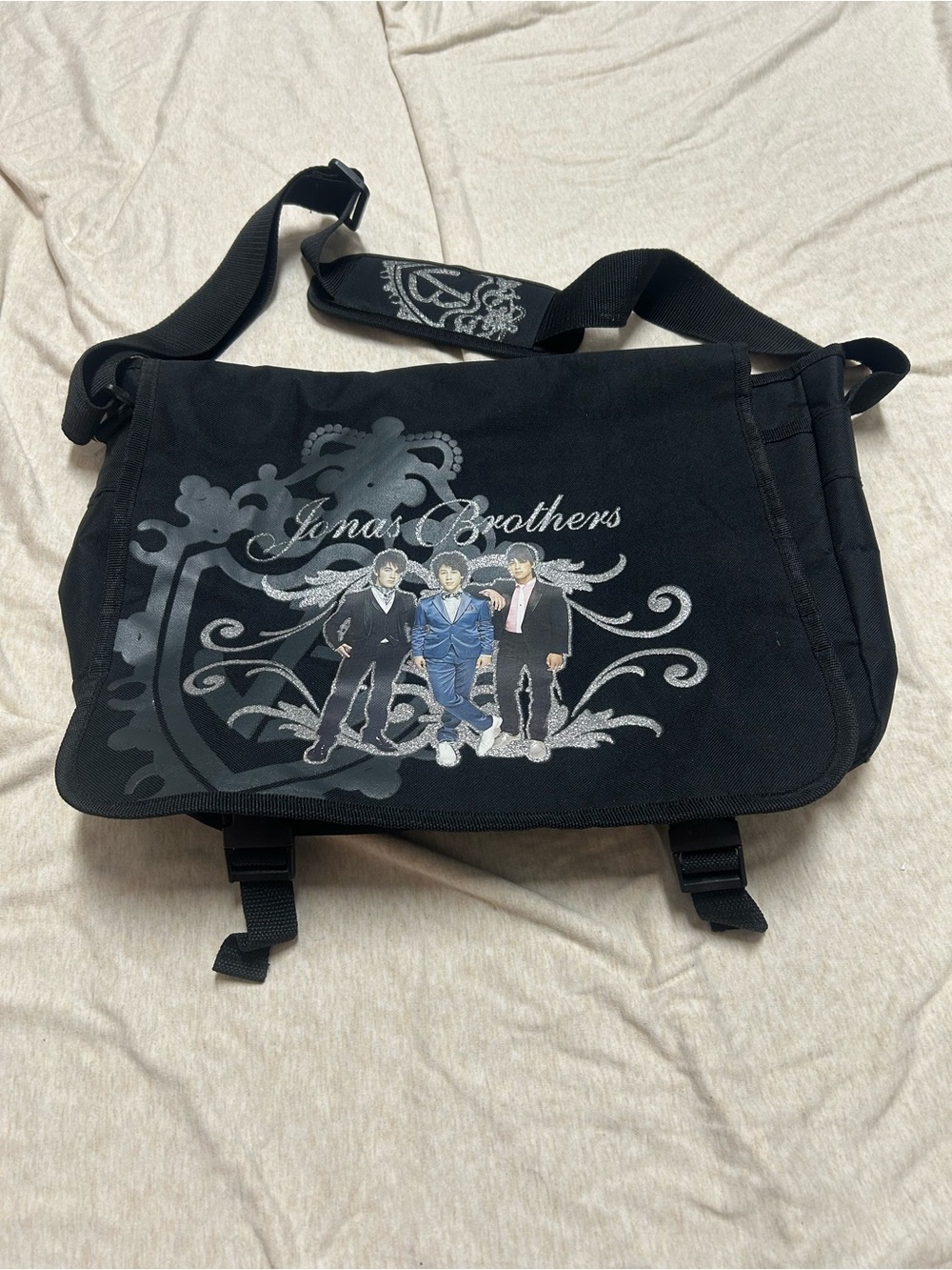 Vintage 2007 Jonas Brothers Messenger Laptop Bag Y2K JB Official Pop Camp Rock